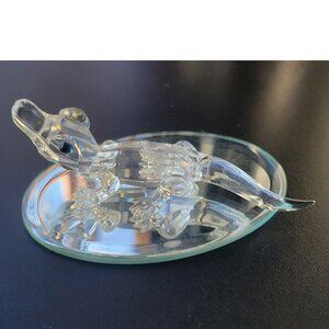 Vtg Swarovski Crystal Alligator Crocodile Figurine w/ Mirror, Endangered Species
